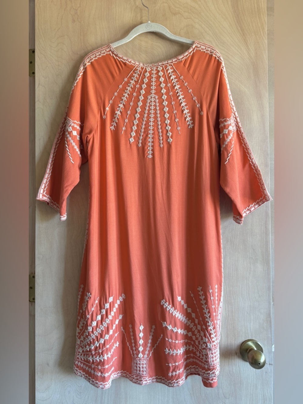 Tolani Kezia Peach Embroidered Boho Dress NWT 3/4 Sleeve V-Neck Women’s Medium - Picture 8 of 13
